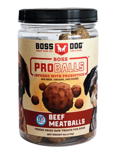 Boss Dog Treat Freeze-dried Raw Meatball Jar Beef 6oz. (Pack of 3)