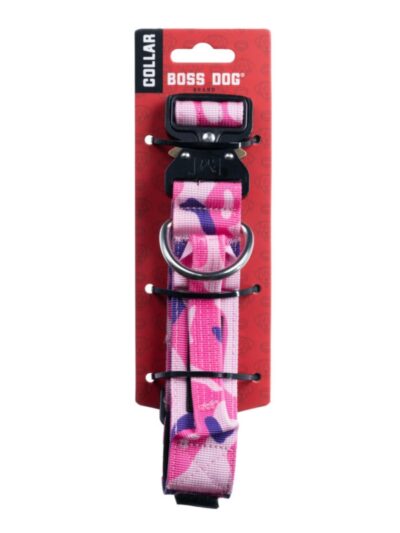 Boss Dog Tactical Adjustable Dog Collar Pink Camo, 1ea/Medium, 15-18 in