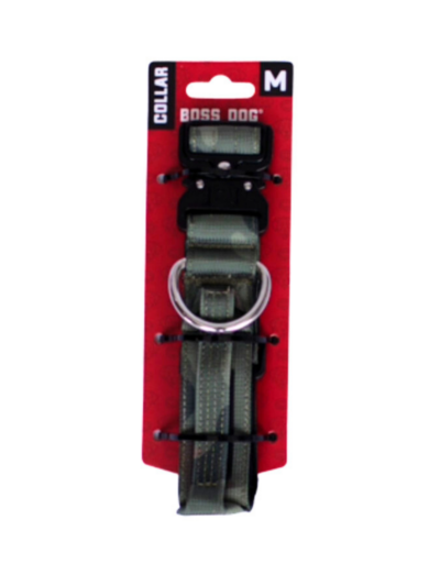 Boss Dog Tactical Adjustable Dog Collar Green Camo, 1ea/Medium, 15-18 in