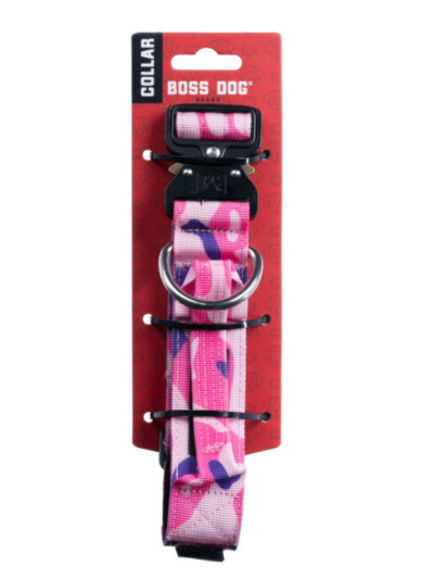 Boss Dog Tactical Adjustable Dog Collar Pink Camo, 1ea/Large, 17-22 in
