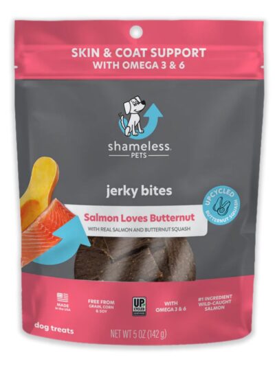 Shameless Dog Jerky Bites Salmon/Butternut 5oz.