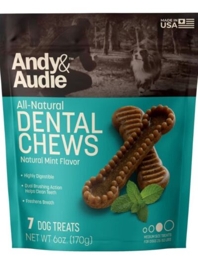 Andy & Audie Dental Chews For Dogs Mint Medium 6oz.