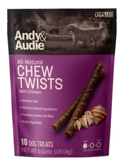 Andy & Audie Alternative Twist Chews For Dogs Chicken Small-10 Count 6.02oz.