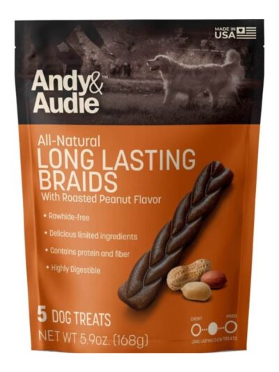 Andy & Audie Alternative Braid Chews For Dogs Nut Medium-5 Count 5.9oz.