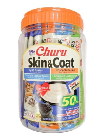 Inaba Churu Puree Cat Treats Variety Pack Skin/Coat .5oz.-50 Pk