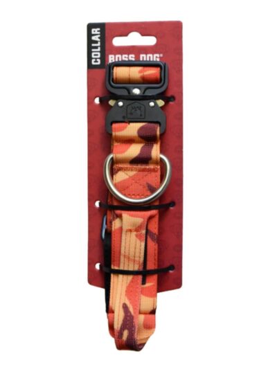 Boss Dog Tactical Adjustable Dog Collar Orange Camo, 1ea/Large, 17-22 in