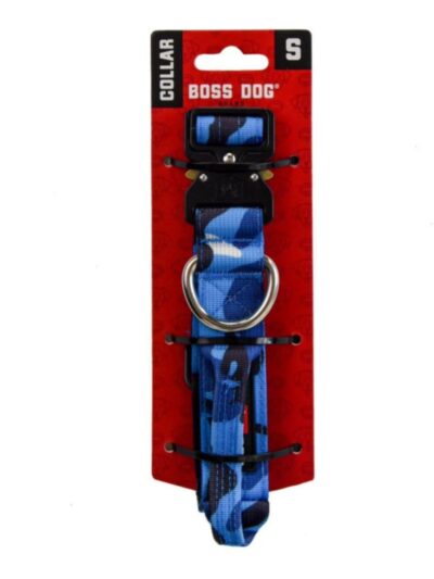 Boss Dog Tactical Adjustable Dog Collar Blue Camo, 1ea/Small, 13-16 in