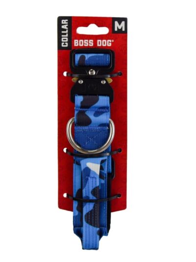Boss Dog Tactical Adjustable Dog Collar Blue Camo, 1ea/Medium, 15-18 in