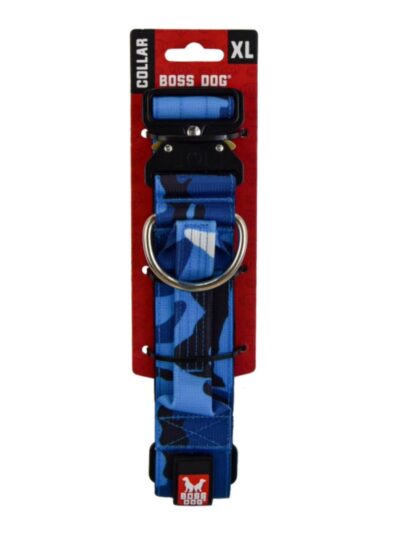 Boss Dog Tactical Adjustable Dog Collar Blue Camo, 1ea/XLarge, 20-28 in