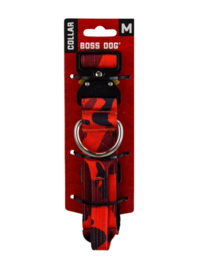 Boss Dog Tactical Adjustable Dog Collar Red Camo, 1ea/Medium, 15-18 in