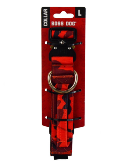Boss Dog Tactical Adjustable Dog Collar Red Camo, 1ea/Large, 17-22 in