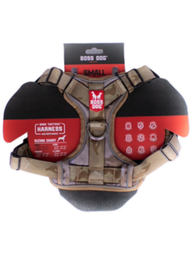 Boss Dog Tactical Dog Harness Tan Camo, 1ea/Small