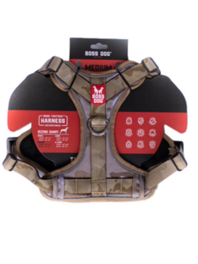 Boss Dog Tactical Dog Harness Tan Camo, 1ea/Medium