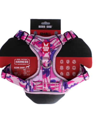 Boss Dog Tactical Dog Harness Pink Camo, 1ea/Small