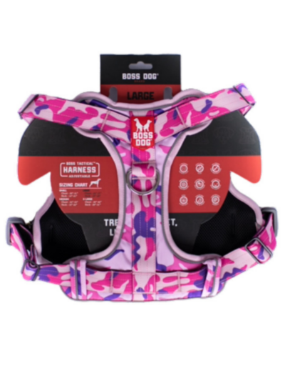 Boss Dog Tactical Dog Harness Pink Camo, 1ea/Large
