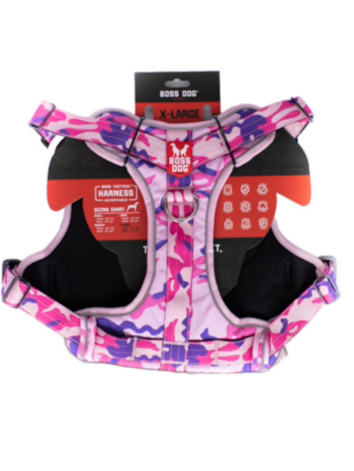 Boss Dog Tactical Dog Harness Pink Camo, 1ea/XLarge