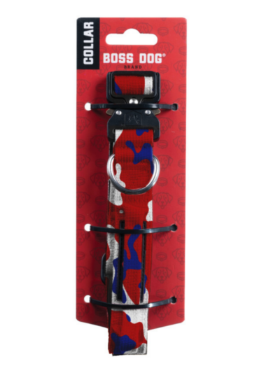 Boss Dog Tactical Adjustable Dog Collar Red, White, & Blue, 1ea/Small, 13-16 in