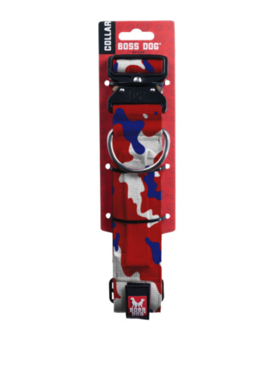 Boss Dog Tactical Adjustable Dog Collar Red, White, & Blue, 1ea/Medium, 15-18 in