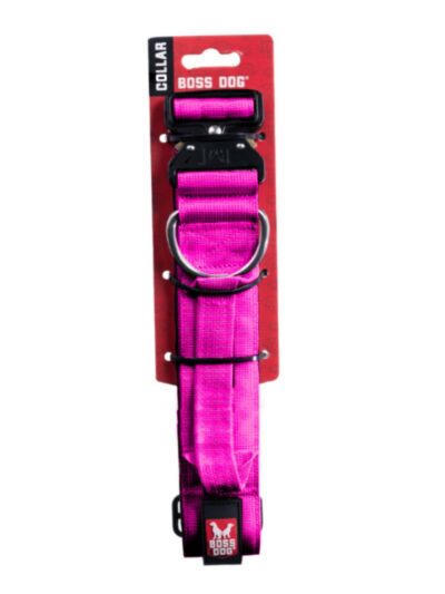 Boss Dog Tactical Adjustable Dog Collar Hot Pink, 1ea/LG