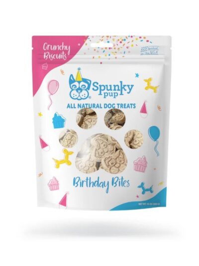 Spunkypup Crunchy Biscuit Dog Treats Birthday Bites 10oz.