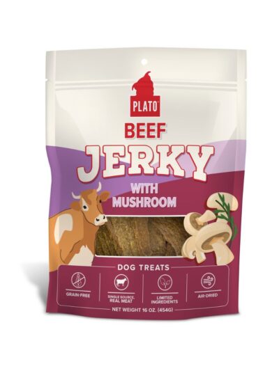 Plato Dog Jerky Beef With Mushroom 16Oz