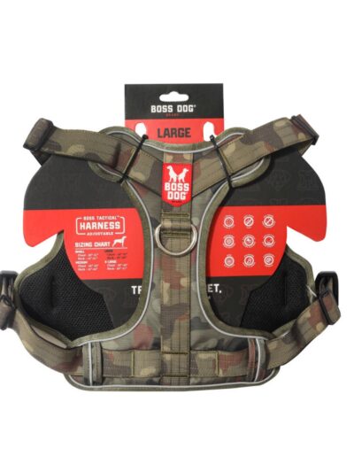 Boss Dog Tactical Dog Harness Green Camo, 1ea/LG