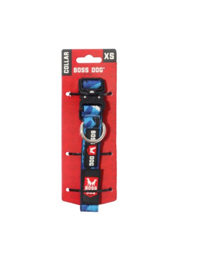 Boss Dog Tactical Adjustable Dog Collar Blue Camo, 1ea/XS, 11-14in.