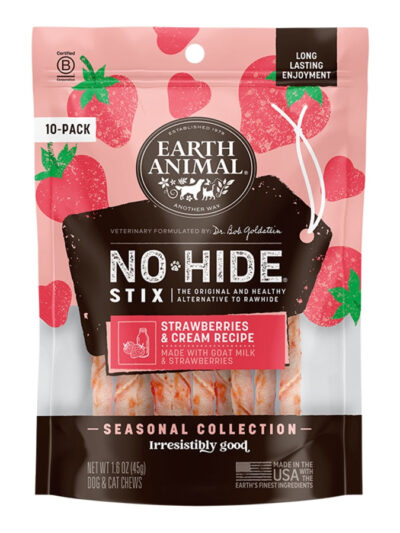 EARTH ANIMAL DOG NO HIDE STIX STRAWBERRIES & CREAM 10 PACK