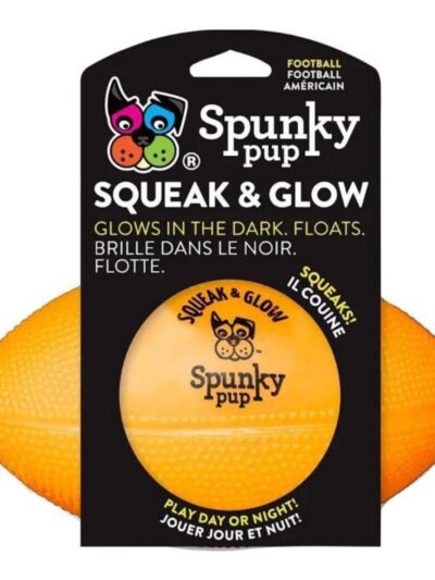 Spunkypup Squeak & Glow Ball Toy Football One Size