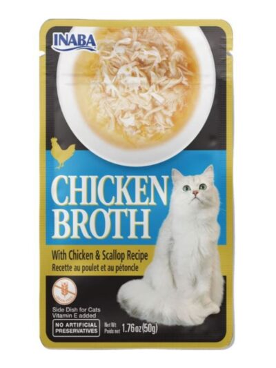 Inaba Chicken Broth Side Dish For Cats Chicken/Scallop 1.76oz. (Case of 8)