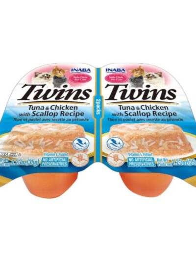 Inaba Twins Side Dish For Cats Tuna/Chiken/Scallop 1.23oz.-2 Pk (Case of 6)