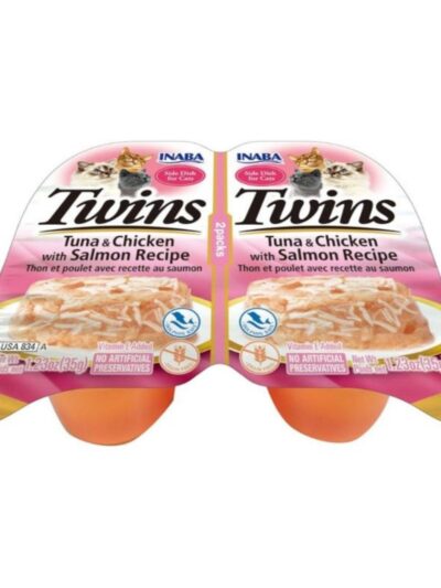 Inaba Twins Side Dish For Cats Tuna/Chiken/Salmon 1.23oz.-2 Pk (Case of 6)