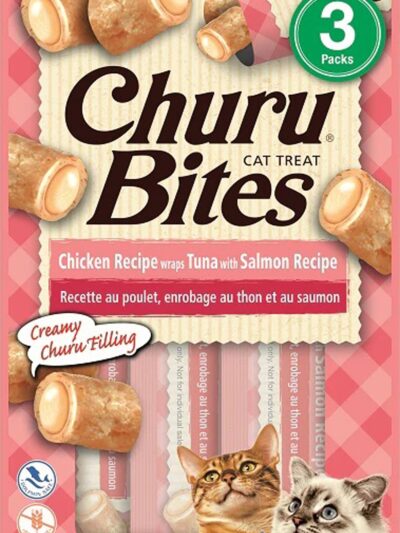 Inaba Cat Churu Bite Chicken Wrap Tuna Salmon 6Ct/1.05Oz