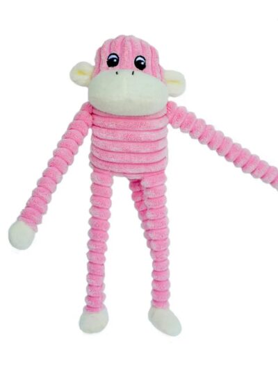 ZippyPaws Spencer the Crinkle Monkey Dog Toy Pink, 1ea/SM