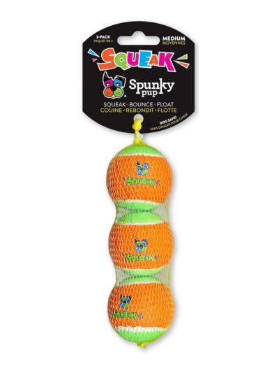 Spunkypup Squeaky Tennis Balls Meduim-3 Pk