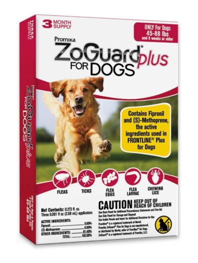 Zoguard Plus Spot-On For Dogs 45-88 Lb-3 Pk