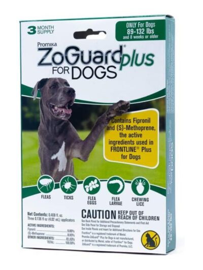 Zoguard Plus Spot-On For Dogs 89-132 Lb-3 Pk
