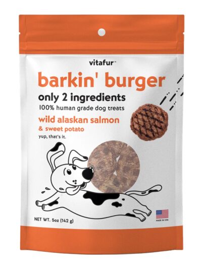 Vitafur Barkin Burger Dog 5oz. Wild Alaskan Salmon Sweet Potato