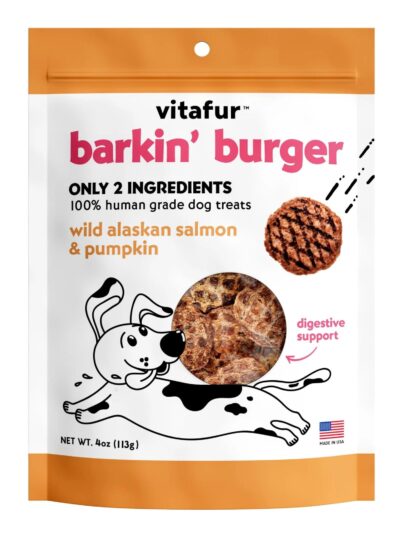 Vitafur Barkin Burger Dog 4oz. Wild Alaskan Salmon Pumpkin