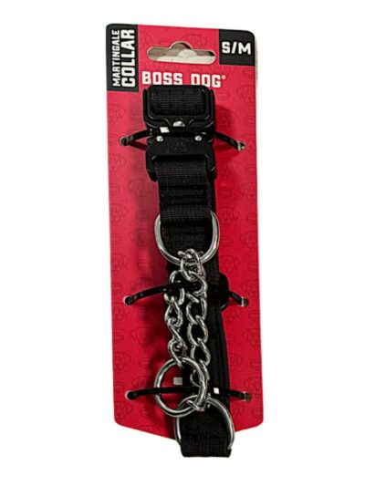 Boss Dog Martingale Dog Collar Black, 1ea/SM/MD
