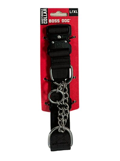 Boss Dog Martingale Dog Collar Black, 1ea/LG/XL