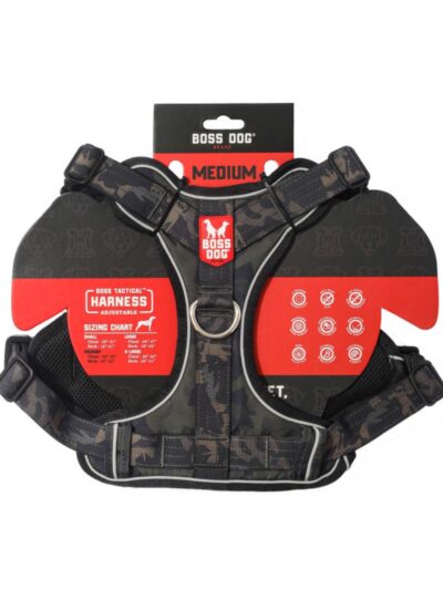 Boss Dog Tactical Dog Harness Black Camo, 1ea/MD