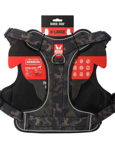 Boss Dog Tactical Dog Harness Black Camo, 1ea/XL