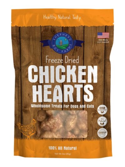 Shepherd Boy Farms Dog & Cat Freeze-Dried Chicken Heart 3oz.