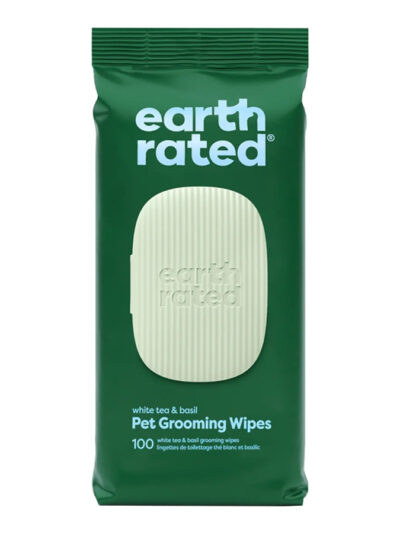 EARTH RATED DOG GROOMING WIPES WHITE TEA & BASIL 100 COUNT