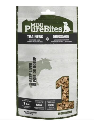 Purebites Freeze Dried Mini Trainers Dog Treats Beef Liver 3oz.