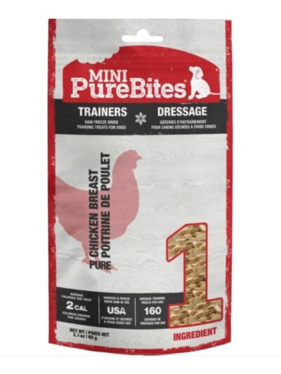 Purebites Freeze Dried Mini Trainers Dog Treats Chicken Breast 2.1oz.
