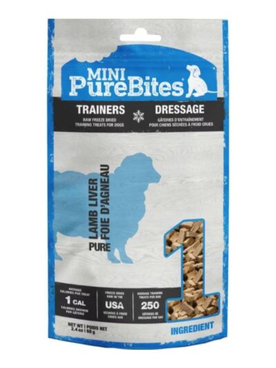 Purebites Freeze Dried Mini Trainers Dog Treats Lamb 2.4oz.