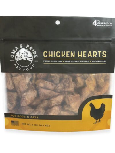 Oma'S Pride Dog Cat Freeze-Dried Chicken Hearts 4Oz