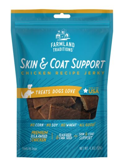 Farmland Traditions Simple Snacks Skin and Coat Support Jerky Dog Treats Chicken, 1ea/4.3oz.